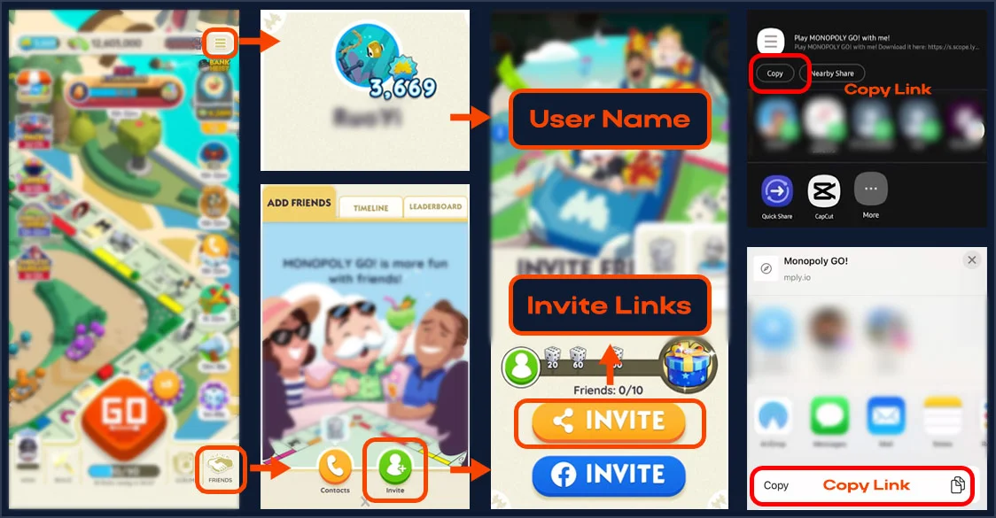 how to find invitation links and ingame name