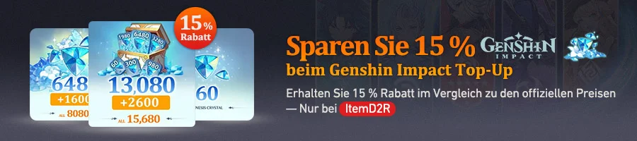 Sparen Sie 15 % beim Genshin Impact Top-Up