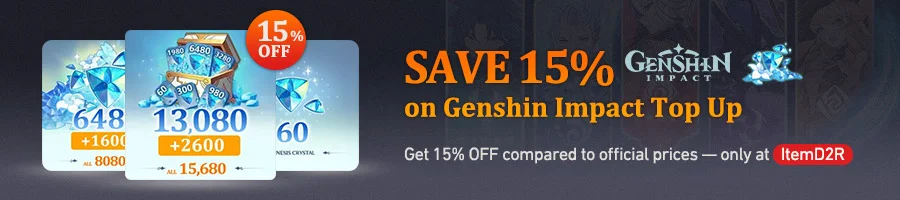 SAVE 15% on Genshin Impact Top Up