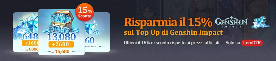 Risparmia il 15% sul Top Up di Genshin Impact