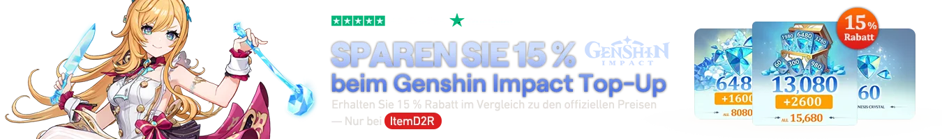 SPARE 15% auf Genshin-Aufladung