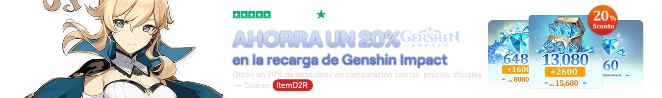 AHORRA un 20% en la recarga de Genshin