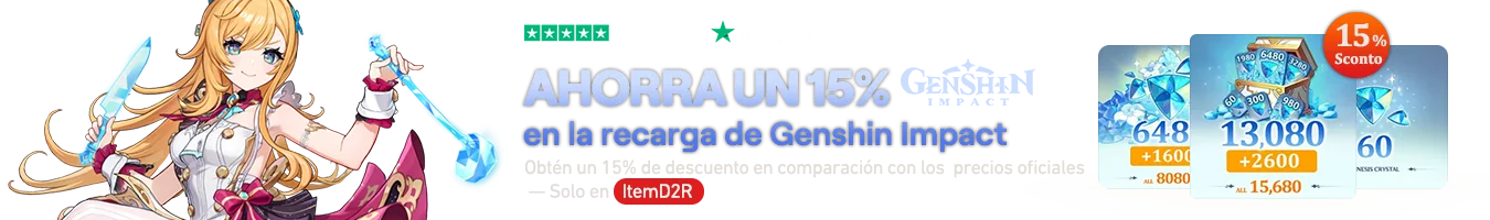 AHORRA un 15% en la recarga de Genshin