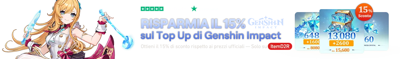 RISPARMIA il 15% sul Top Up di Genshin
