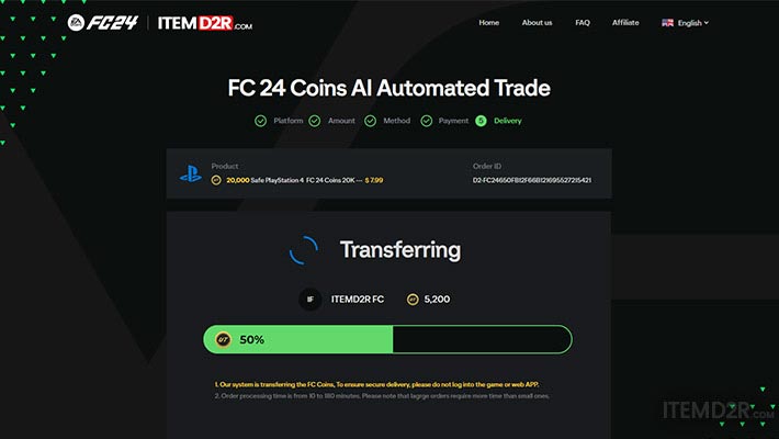 Step 2: Wait for coin delivery